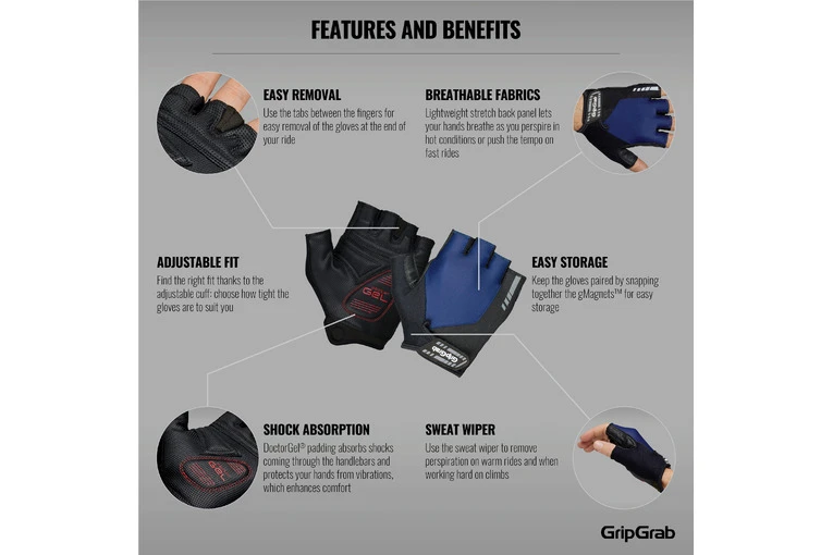 GripGrab ProGel Zomer Fietshandschoen Navy Unisex 4 GripGrab ProGel Zomer Fietshandschoen Navy Unisex - Afbeelding 2